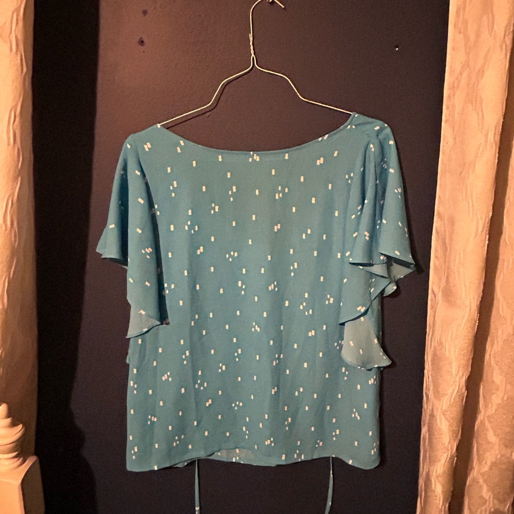 LOFT Light Blue Blouse with White Dots